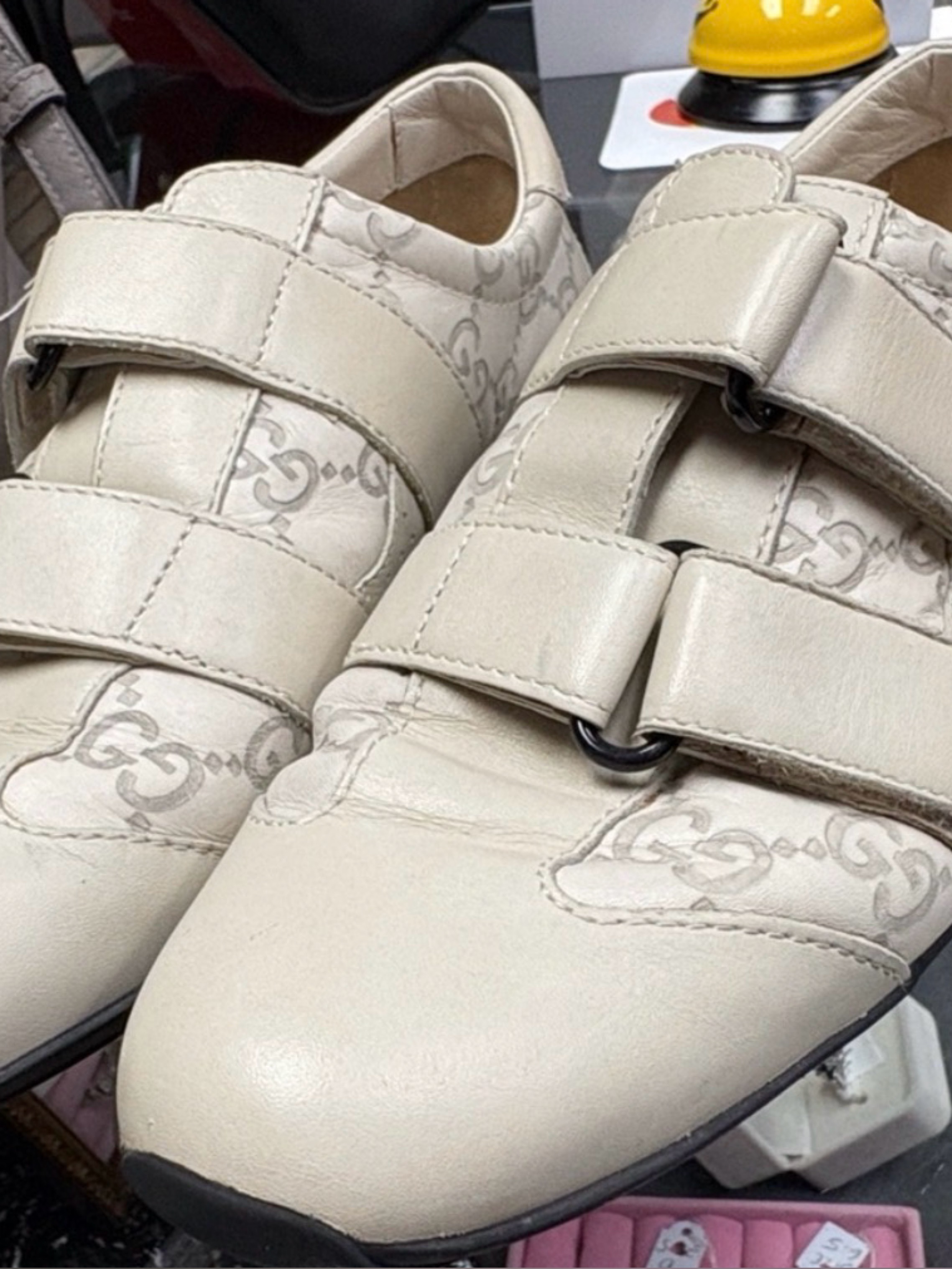 Gucci Ivory Triple Strap Sneakers